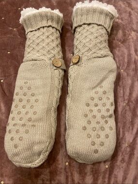 Cozy Knit Anti-Slip Slipper Socks in Beige